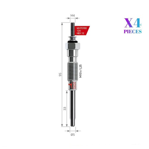 Glow plugs fits - 4x, dyna